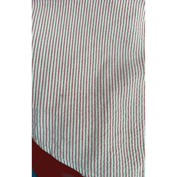 Y2K Ralph Lauren Red White Seersucker Striped Short Sleeve Button-Down Shirt Med - Picture 6 of 9